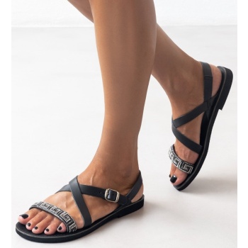 σανδάλια δερμάτινα με στρας μαίανδρο σε προσφορά
