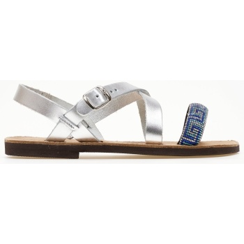 σανδάλια δερμάτινα με στρας μαίανδρο