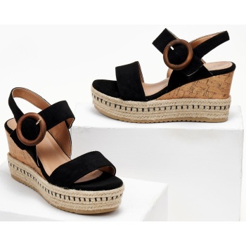 πλατφόρμες με ξύλινο τοκά erynn - μαύρο σε προσφορά