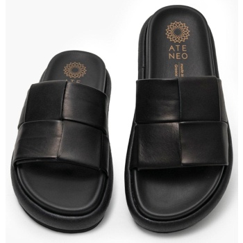 flatforms δερμάτινα σανδάλια με περαστό σε προσφορά