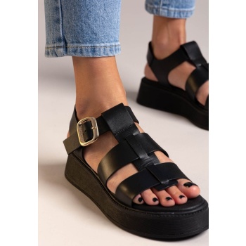 flatforms σανδάλια δερμάτινα με τοκά σε προσφορά