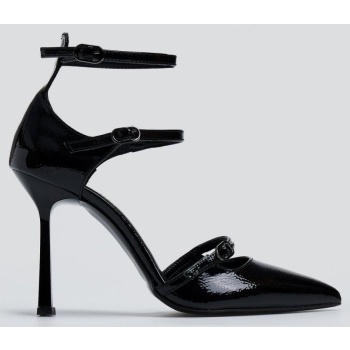 γόβες λουστρίνι μυτερές με διπλή σε προσφορά