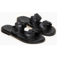  σανδάλια δερμάτινα με πλεγμένες φάσες iris sandals - μαύρο