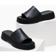  σανδάλια flatforms δερμάτινα με φαρδιά φάσα iris sandals - μαύρο