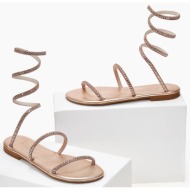  σανδάλια δερμάτινα με κρύσταλλα iris sandals - χαλκός