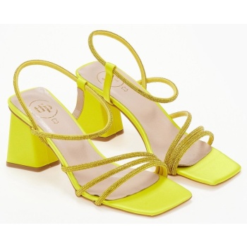 πέδιλα με στρας σατέν tfp - κίτρινο