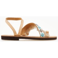  σανδάλια δερμάτινα με boho τρέσα estil - φυσικό