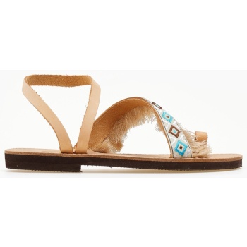 σανδάλια δερμάτινα με boho τρέσα estil