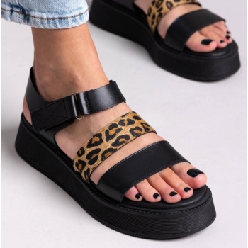 flatforms δερμάτινα με velcro και print σε προσφορά