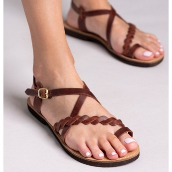 σανδάλια δερμάτινα με λουράκια estil 