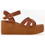  πλατφόρμες δερμάτινες με πλεγμένα λουράκια estil - ταμπά