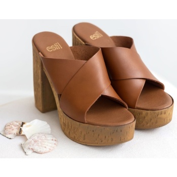 mules crossover δερμάτινα με φελλό  σε προσφορά