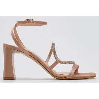 πέδιλα σατέν με στρας tfp - nude