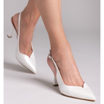 γόβες μυτερές slingback tfp - λευκό