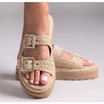 σανδάλια flatforms με ψάθα mariella