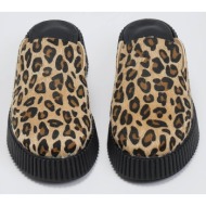  clogs ponyskin flatforms με print iris - leopard