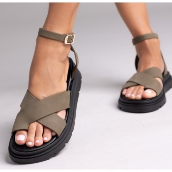 σανδάλια nubuck δερμάτινα με μπαρέτα 