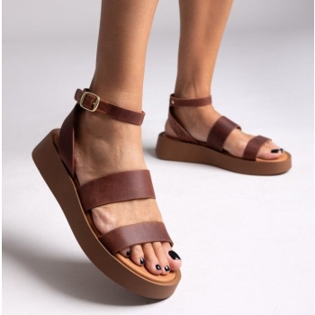 σανδάλια δερμάτινα flatforms estil 