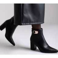  pointed ankle boots with metal detail - black matte