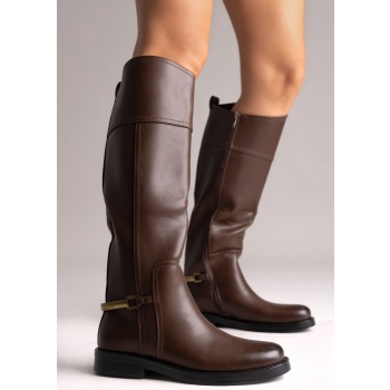 riding boots zip closure - brown matte σε προσφορά