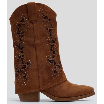 μπότες suede μυτερές με γκέτα και σε προσφορά