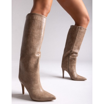 pointed croc-effect boots with stiletto σε προσφορά