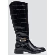 riding boots croc embossed - black croc