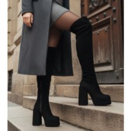  over the knee platform boots - black suede