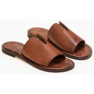  σανδάλια δερμάτινα με άνοιγμα στη φάσα iris sandals - καφέ