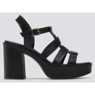  πέδιλα δερμάτινα gladiator με τακούνι tfp - μαύρο