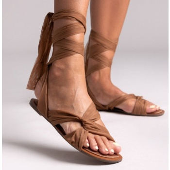 σανδάλια lace up με κόμπο corina - κάμελ σε προσφορά