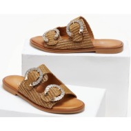  σανδάλια από ψάθα με στρας mariella fabiani 2463/68 - ταμπά