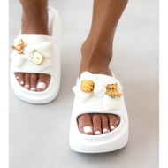  slides με φιόγκο και μεταλλικό charm - λευκό