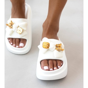 slides με φιόγκο και μεταλλικό charm 