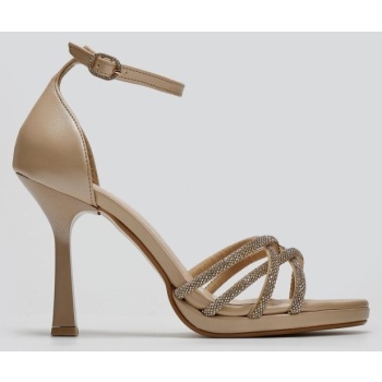 πέδιλα με στρας tfp - μπεζ πέρλα