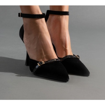 γόβες από velvet ύφασμα με μπαρέτα tfp σε προσφορά