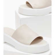  σανδάλια flatforms δερμάτινα με φαρδιά φάσα iris sandals - ζαχαρί