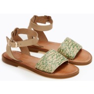  σανδάλια δερμάτινα με ψάθα iris sandals - μέντα