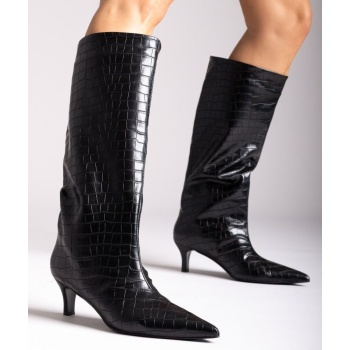 kitten heel boots tfp - black croc σε προσφορά