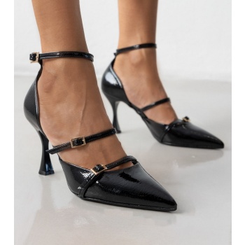 γόβες μυτερές λουστρίνι με μπαρέτα tfp σε προσφορά