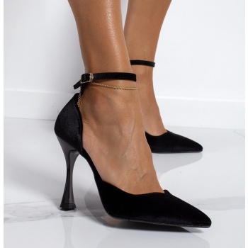 γόβες velvet με μπαρέτα tfp - μαύρο σε προσφορά