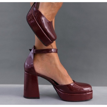 γόβες λουστρίνι με φιάπα tfp - μπορντό σε προσφορά