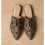  comfort mules tfp - ivory black snake print