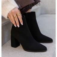  suede ankle boots block heel - black suede