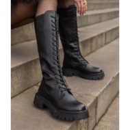  combat boots lace up - black matte