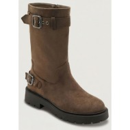  biker boots mid calf - olive suede