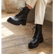  combat boots lace up - black matte