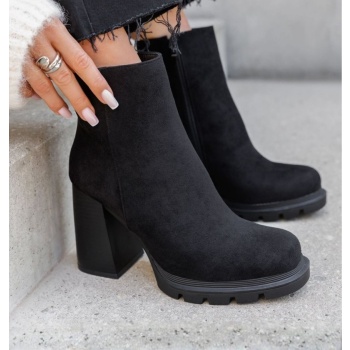 ankle boots block heel - black suede σε προσφορά