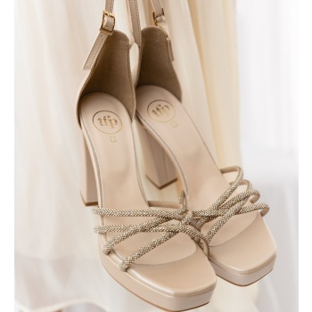 platform sandals tfp - μπεζ