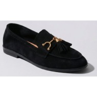  ideal shoes tassel loafers with metal detail - 1511 - black suede
